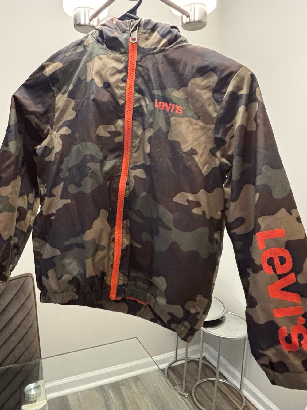 Levi's Kids Camo Hooded Jacket with Orange Accents